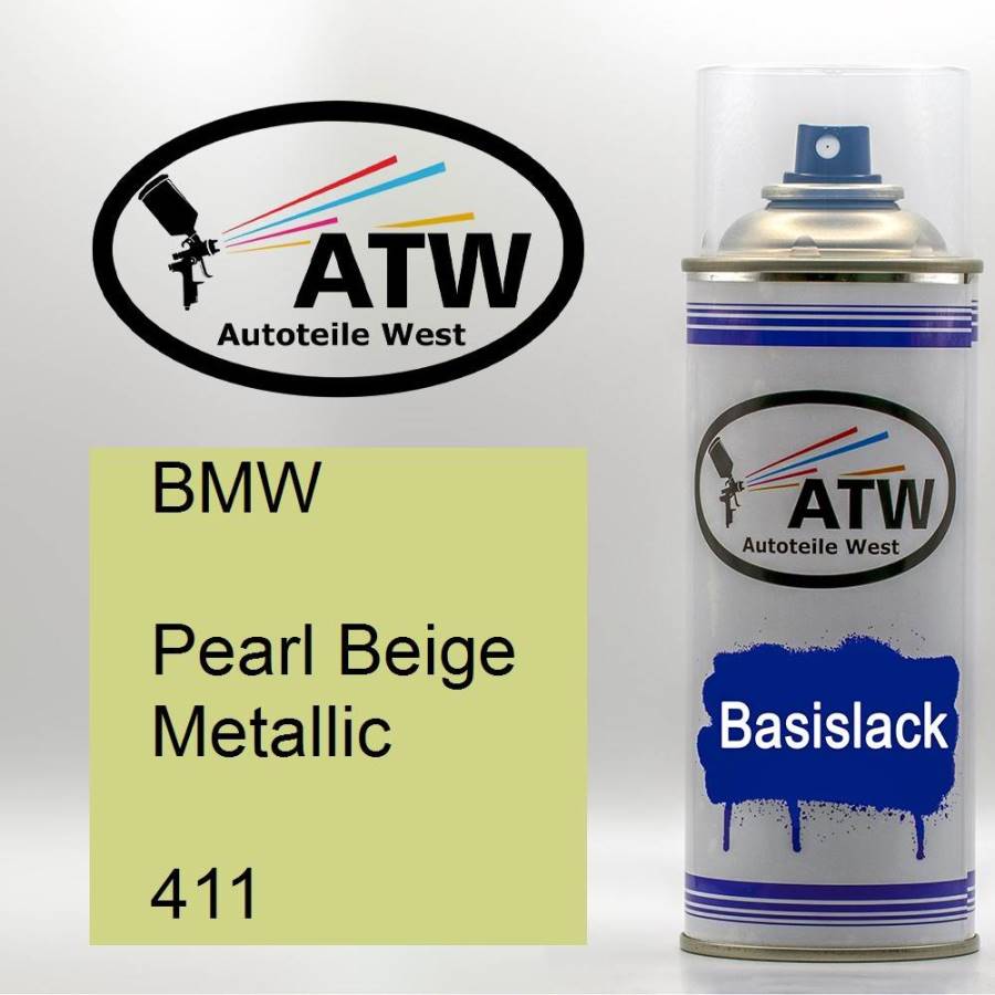 BMW, Pearl Beige Metallic, 411: 400ml Sprühdose, von ATW Autoteile West.